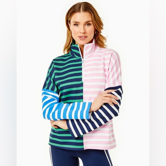 NWOT Addison Bay Soft Luxe Delancey Pullover Sweatshirt Striped S - Picture 1 of 5